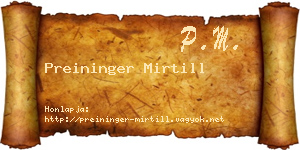 Preininger Mirtill névjegykártya